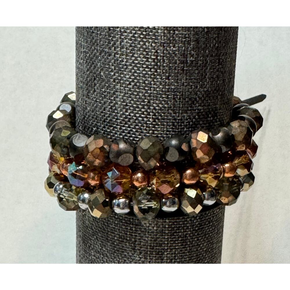Erimish Dark Metallic Bracelet Stack Set | Bronze & Black Beaded Bracelets